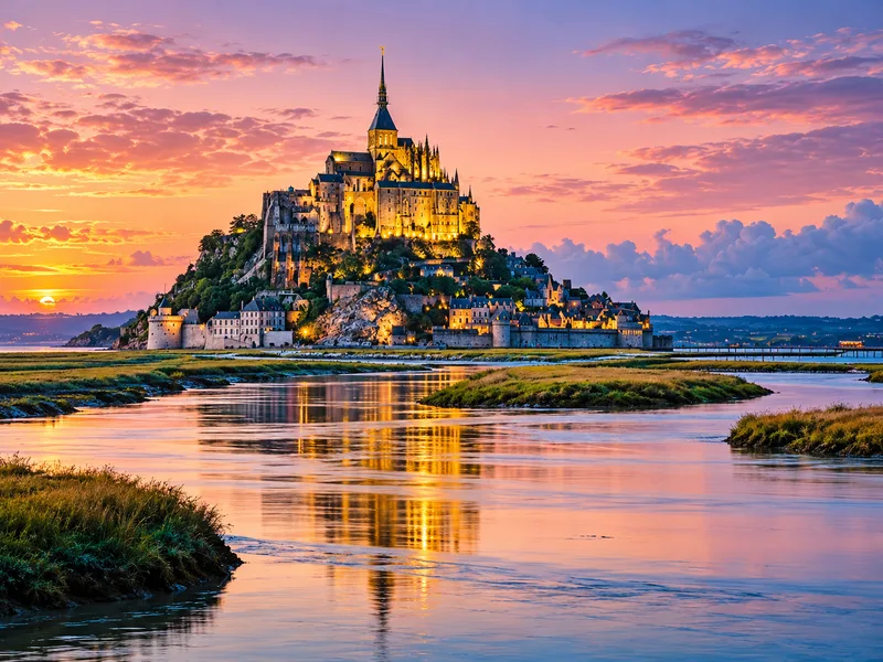 Khám phá những con đường lát đá, tu viện cổ và cảnh biển Mont Saint Michel.